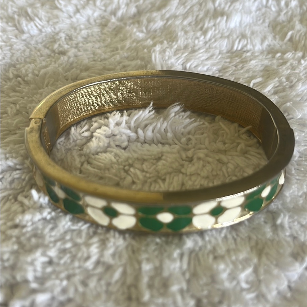 Elegant Gold and Green Bangle Bracelet